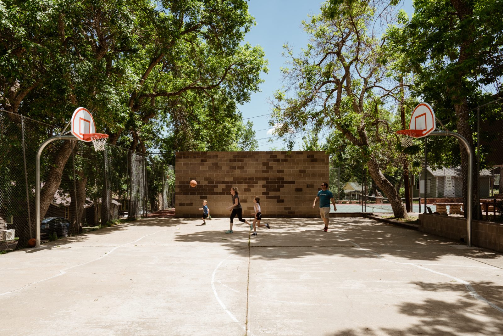 Children playing basketball