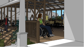 Cafe drawing showing wheel chair accessibility