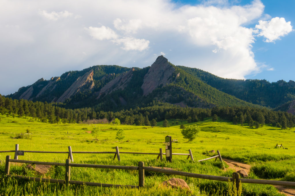 View of the Flatirons from Chautauqua Park entrance