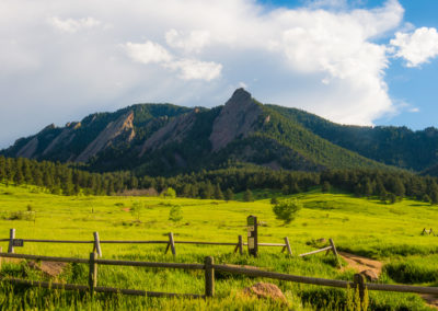 View of the Flatirons from Chautauqua Park entrance