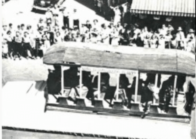 Going to Chautauqua- parade float, 13th and Pearl circa 1940's