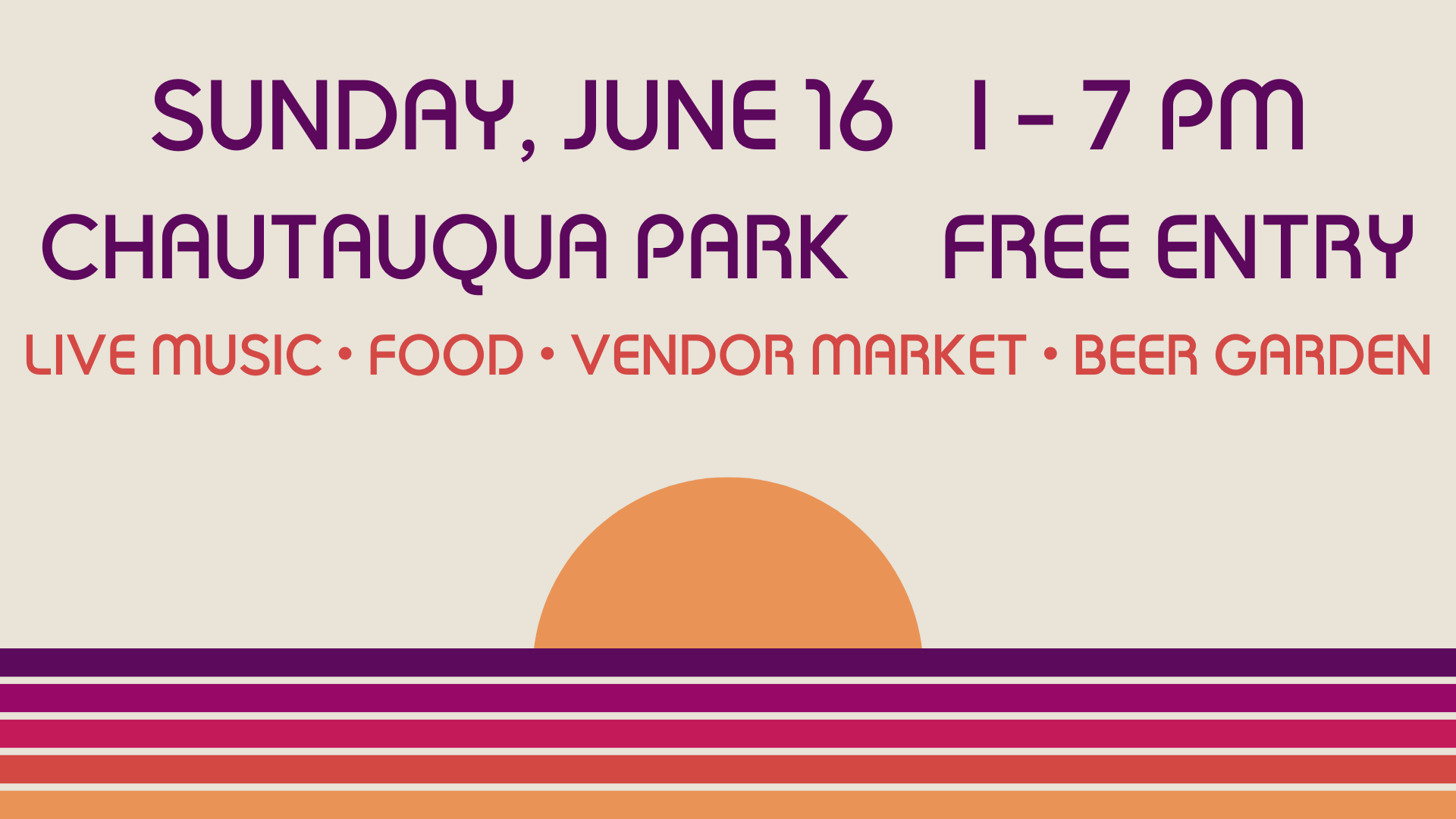 Flatiron Sounds Music Festival Sunday, June 1 - 7 Chautauqua Park. Free entry. Live Music, food, vendor market, Beer Garden